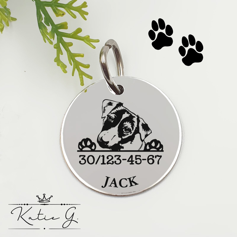 Kutyabiléta saját kutyusod nevével - jack russell 2. (3 cm-es medál)