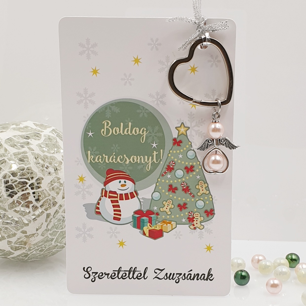 Angyalkás szív kulcstartó karácsonyi ajándékkártyán - 9.