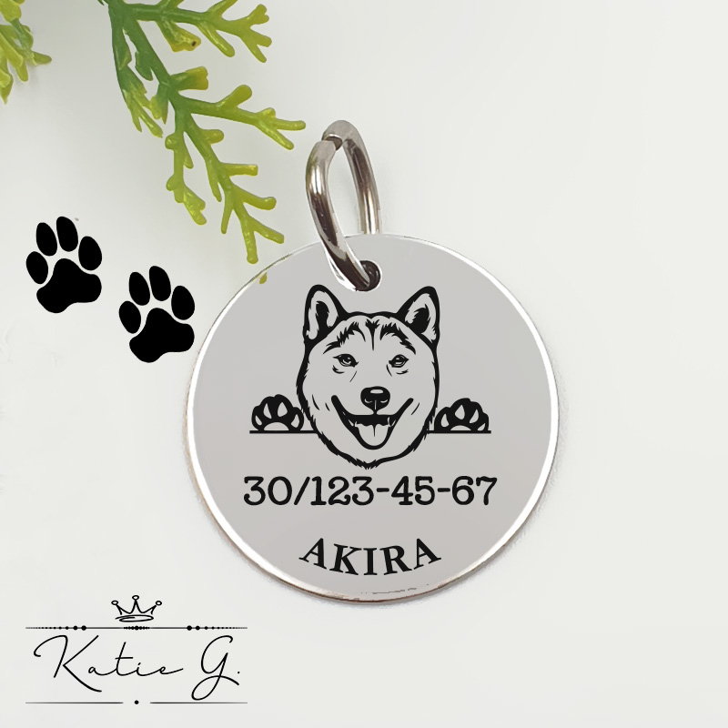 Kutyabiléta saját kutyusod nevével - shiba inu (3 cm-es medál)