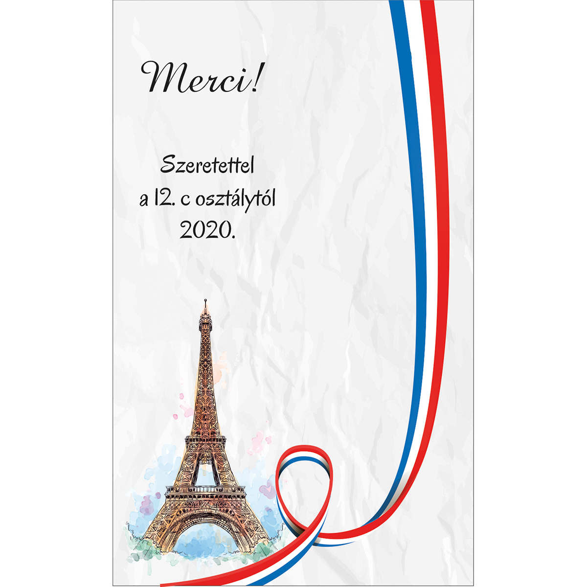 Ajándékkártya franciatanároknak könyvjelzőhöz, kulcstartóhoz