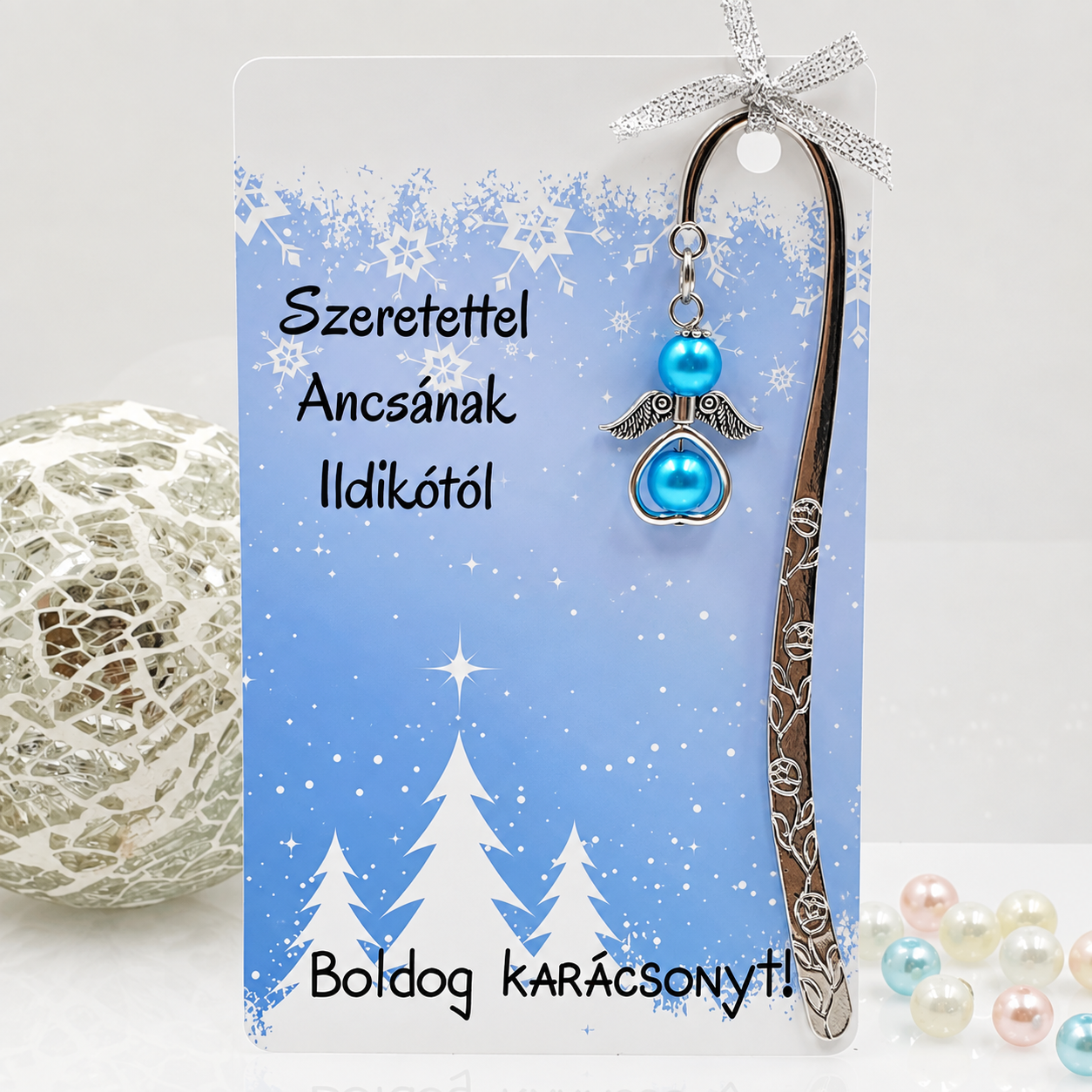 Angyalkás könyvjelző karácsonyi ajándékkártyán - 11.