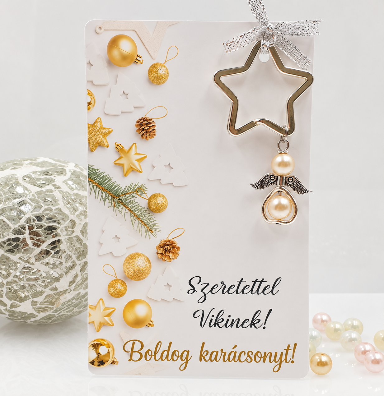Angyalkás csillag kulcstartó karácsonyi ajándékkártyán - 4.