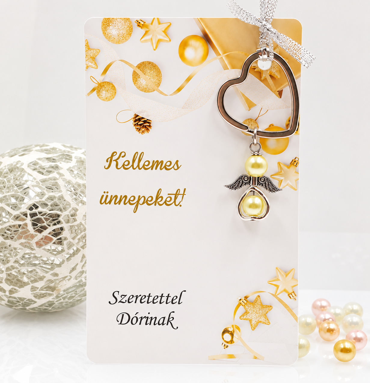 Angyalkás szív kulcstartó karácsonyi ajándékkártyán - 5.