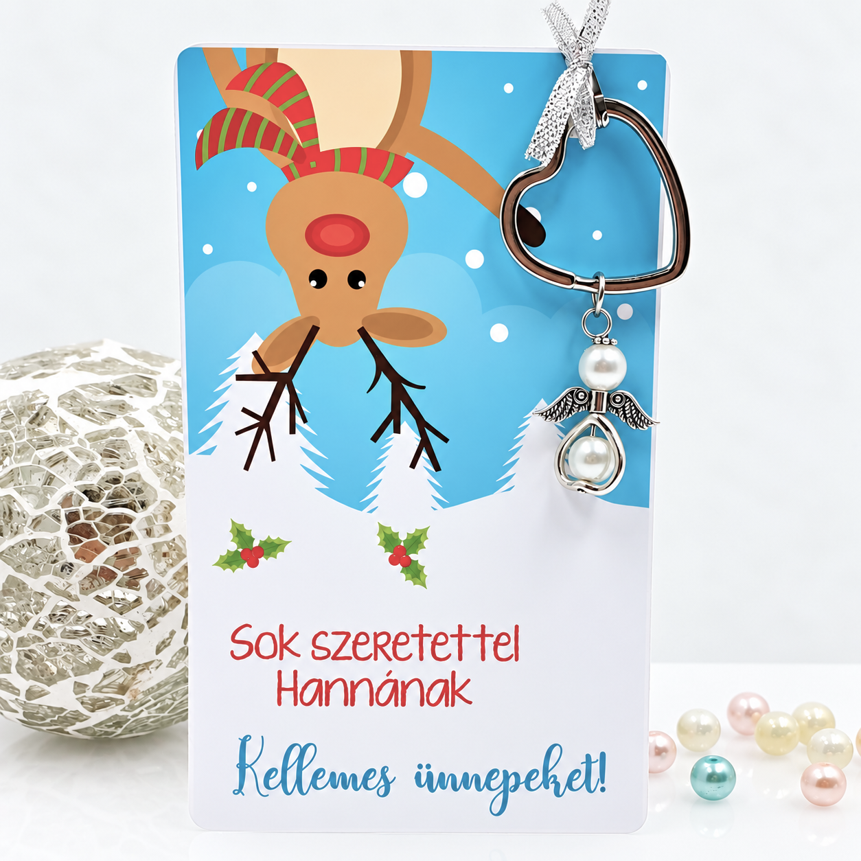 Angyalkás szív kulcstartó karácsonyi ajándékkártyán - 7.