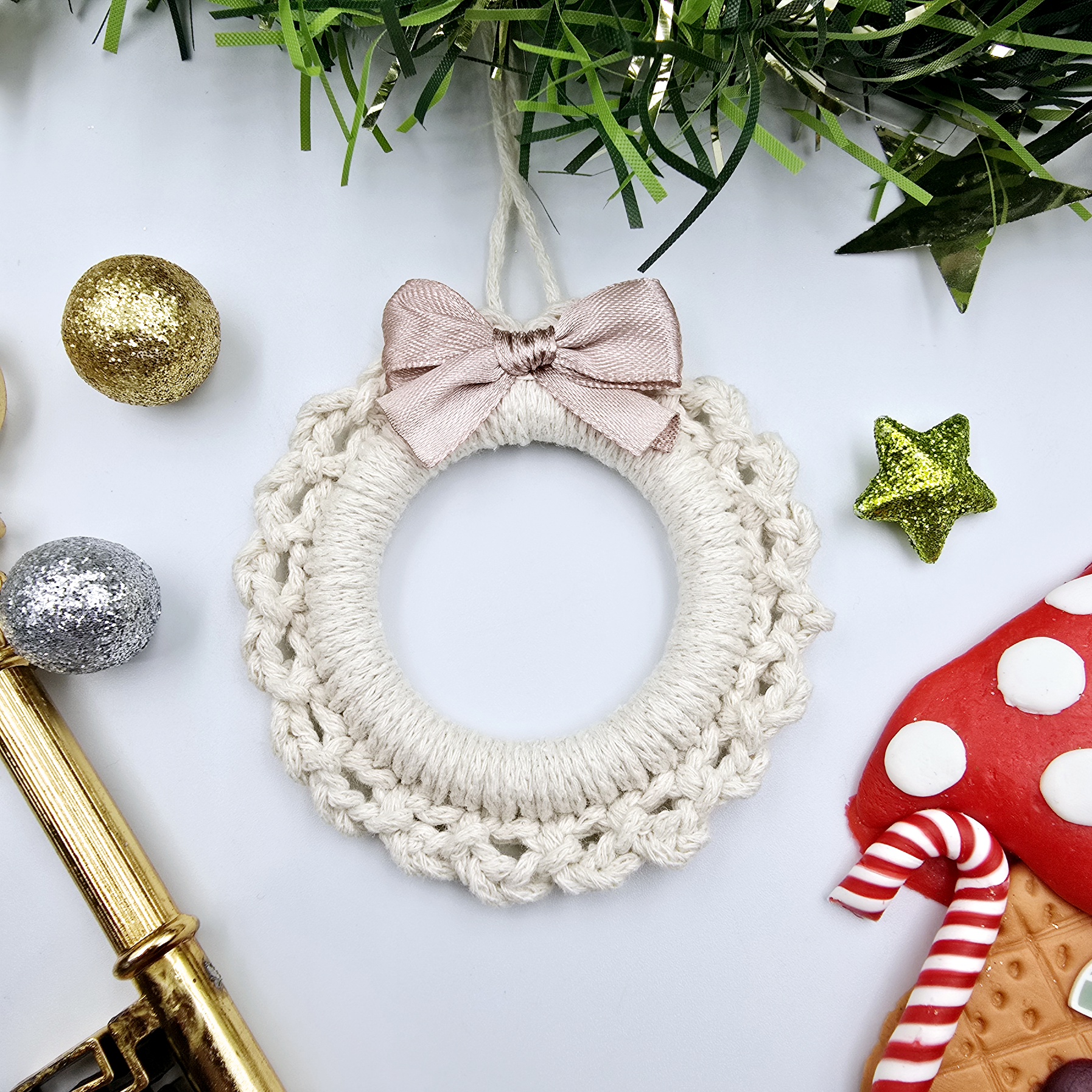 Koszorú karácsonyfadísz - natúr