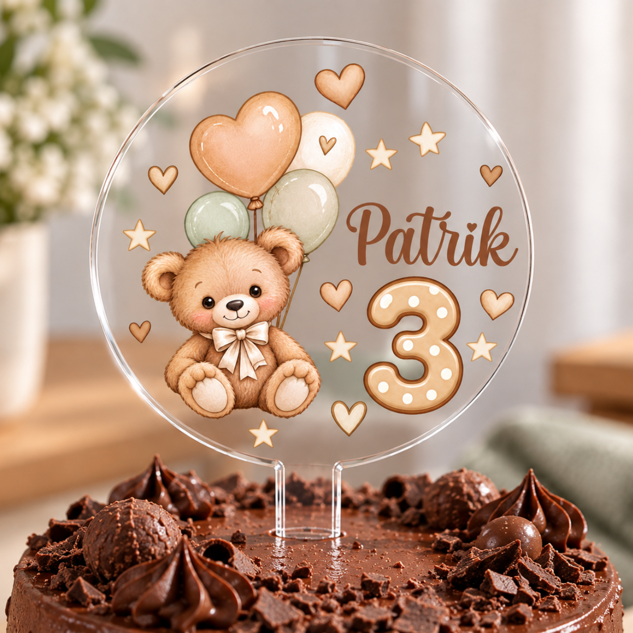 Macis szülinapi tortabeszúró, tortadísz egyedi névvel